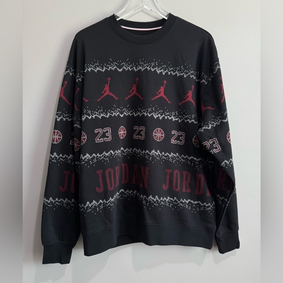 Jordan Essentials Holiday Fleece Crewneck Sweatshirt Size Large - Picture 1 of 6